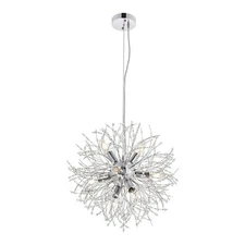 Pemberly Row 8-Light Mid-Century Metal Pendant in Chrome and Clear