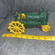 Vintage JOHN DEERE OP Cast Iron Green Tractor Farm Toy Collectible Ertl