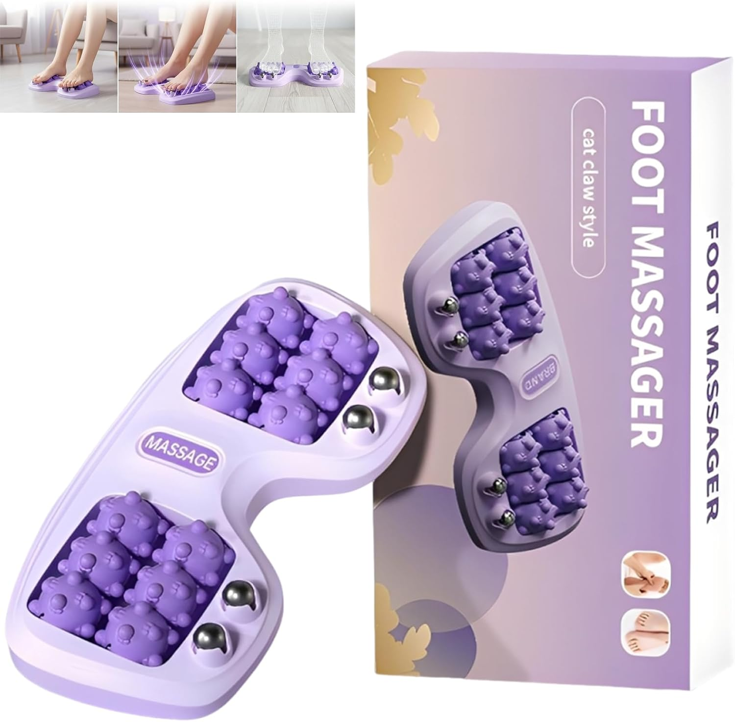 Portable Dual Foot Massage Roller, 3-in-1 Deep Tissue Muscle Massager for Planta