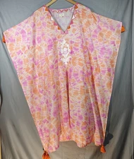 NoLoGo Chic Cotton Summer Multi Color Tassels Kaftan Dress S/M