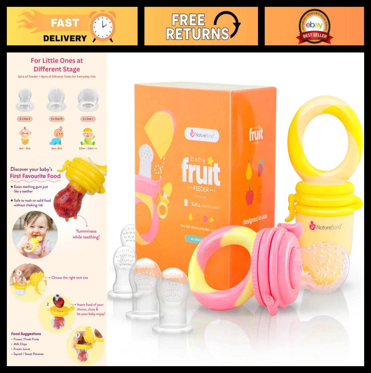 Baby Food Feeder Pacifier Nibbler (2 Pack) - Teething Toy & Weaning Tool + Silic