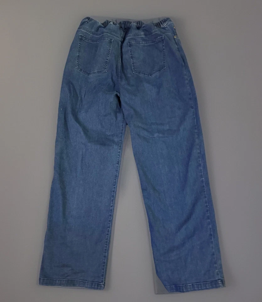 Pantalones de mezclilla para mujer Appleseeds talla 12 elásticos con cremallera azul cintura cómoda relajados Foto 2 de 4