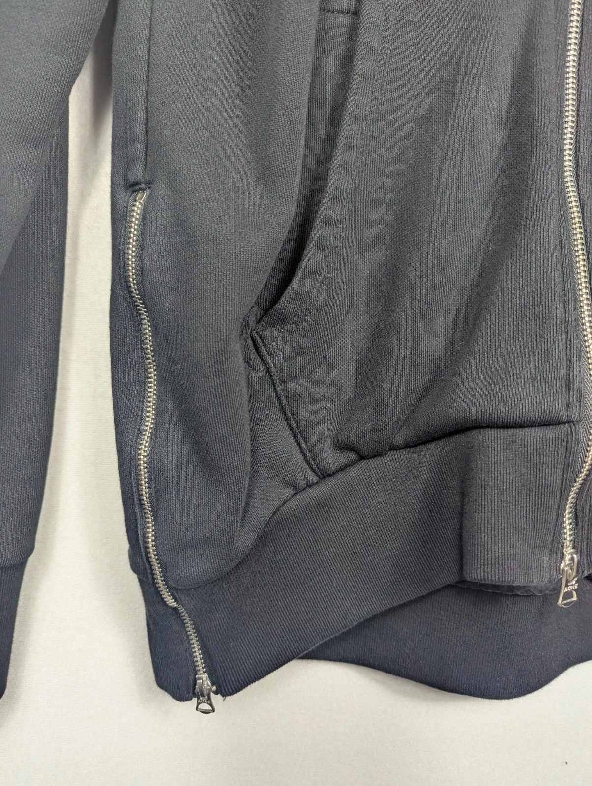 Acne Studios Justin Felpa con Cappuccio ? Kanye West Giacca Zip Laterale RARA Uomo S M Nero