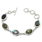 Labradorite Gemstone Handmade 925 Sterling Silver Jewelry Bracelet Size 7-8"
