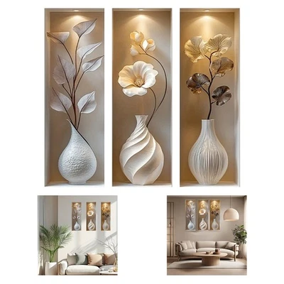 3D PVC Vase Wall Art Modern Minimalist Decor for Living Room Bedroom 24x24in 1PC - image 1 of 4