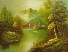 20x24"(41x61cm)hand painted oil flat .Landscape/Mountain/Lake/Forest/Villa