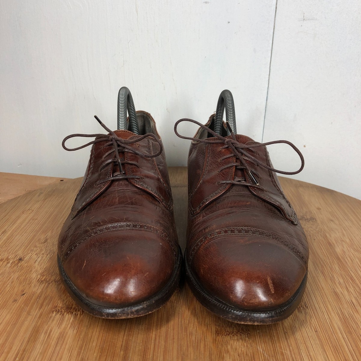 Ballys Cap Toe Oxfords Size 8.5 $785 Mens Blue Brown Bally Cap Toe Leather Oxfords Shoes Sz  main image 2