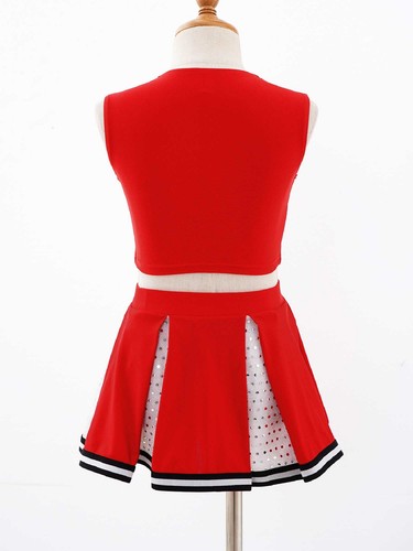 Niñas Cheer Leader Disfraz Uniforme de Animadora Vestido Top Corto Falda Plisada - Imagen 19 de 28