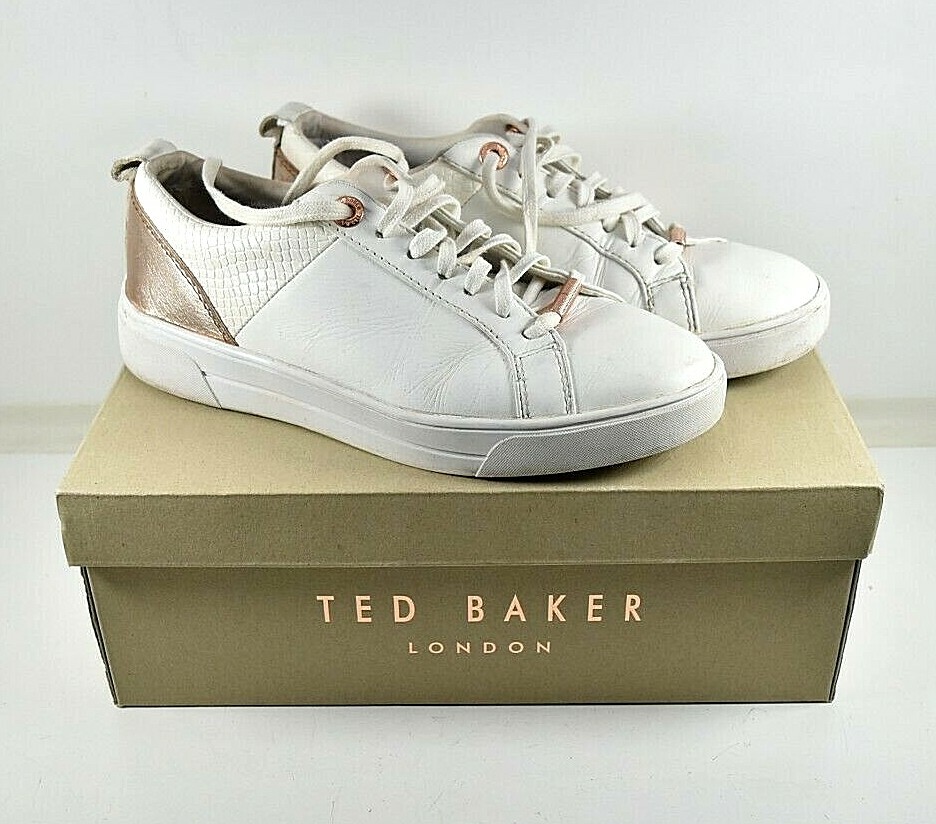 TED BAKER Kulei Women White/Rose Gold Trainers Size UK EUR37