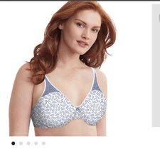 Bali Womens 36C Full Figure Minimizer Bra Blue Leaf NWT