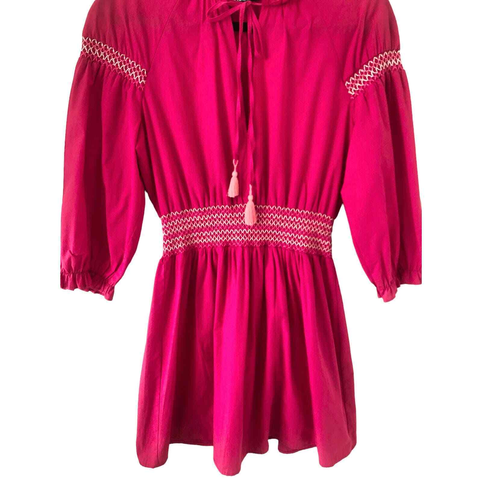 ZARA 100% Cotton Pink Mini Dress with Tassels Siz… - image 13