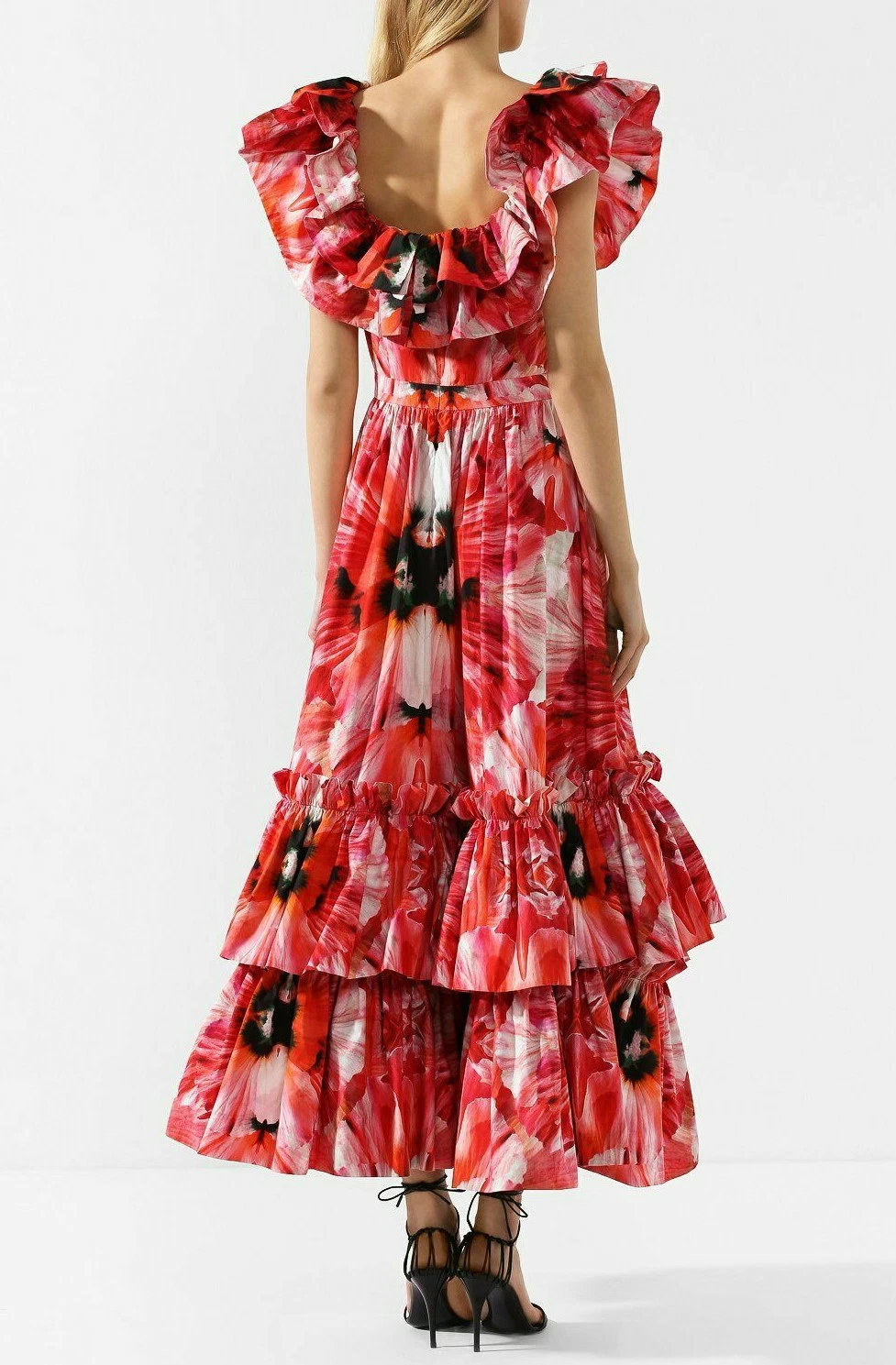 Alexander McQueen Abito Stampa Floreale Cotone Maxi Lungo 6UK XS 38IT Nuovo&Etichetta