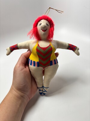 Curvy Plus Size Ballerina Dancer 8'' Fabric Plush Doll Ornament Redhead ginger
