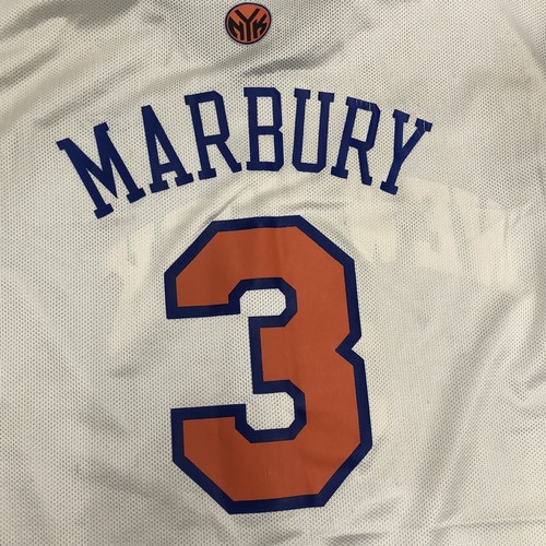 Vintage Reebok New York Knicks Stephon Marbury weiß Trikot Größe 2XL Lesen Sie unten - Bild 11 von 13