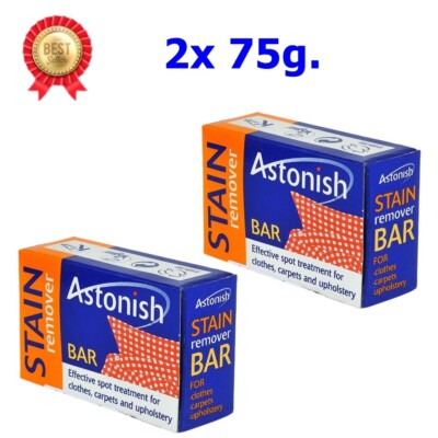 2x Astonish Fleckenentferner-Riegel für Kleidung Teppiche Vorwäsche Stoffe 75g.