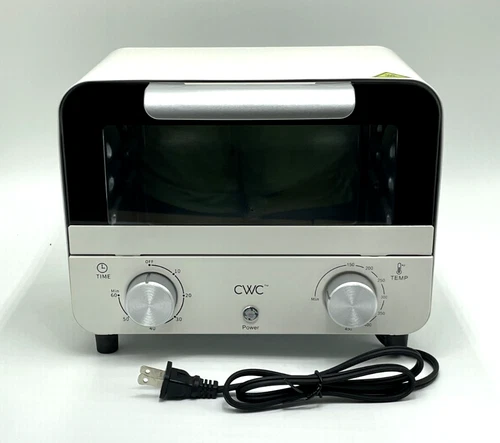 CWC Mini Toaster Oven | 600W Power Timer Auto Shutoff, Precision Timer - Cream
