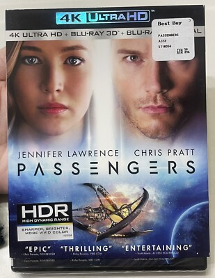 Passengers 4K Ultra HD Blu-Ray 3D Digital Jennifer Lawrence Chris Pratt New READ
