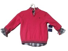 NEW Izod Boy's 2-Piece Holiday Button Up 1/4 Sweater Set Size Small 6/7 nwt