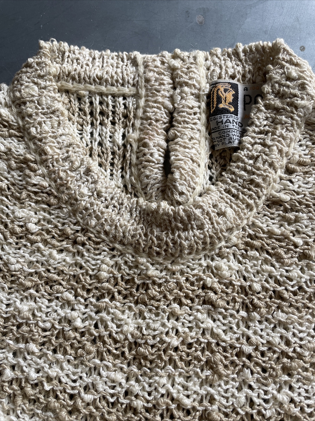 Vtg Pallas Original Hand Loomed 100 Pure Irish Linen Cream Open