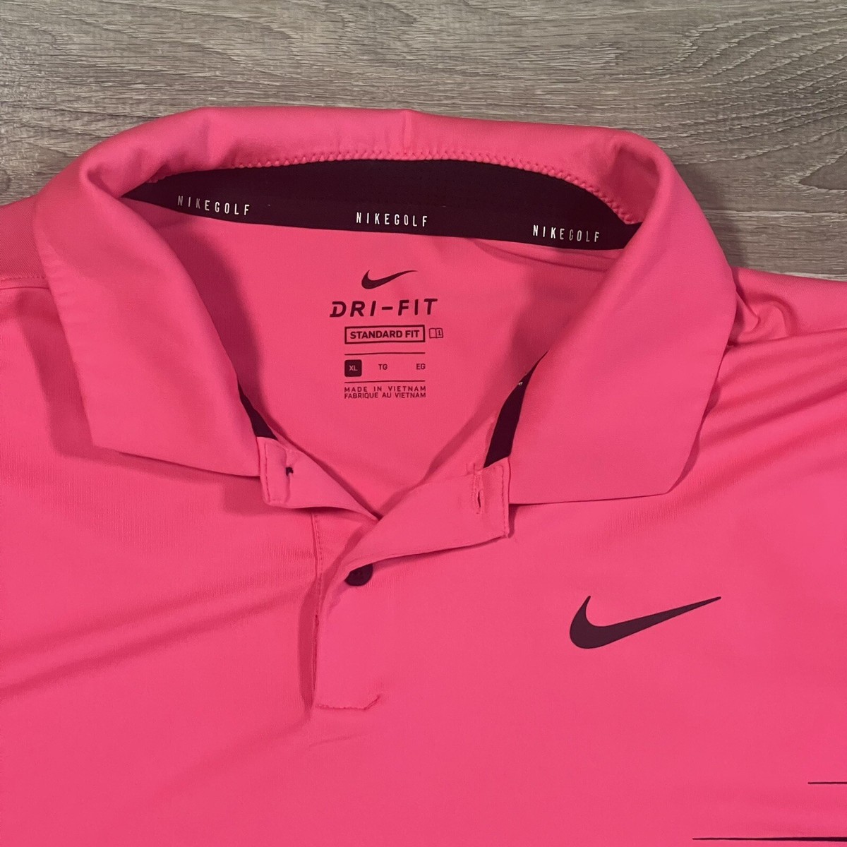Nike Golf Polo Size XL Vapor Golf Hyper Pink Stripe Graphic