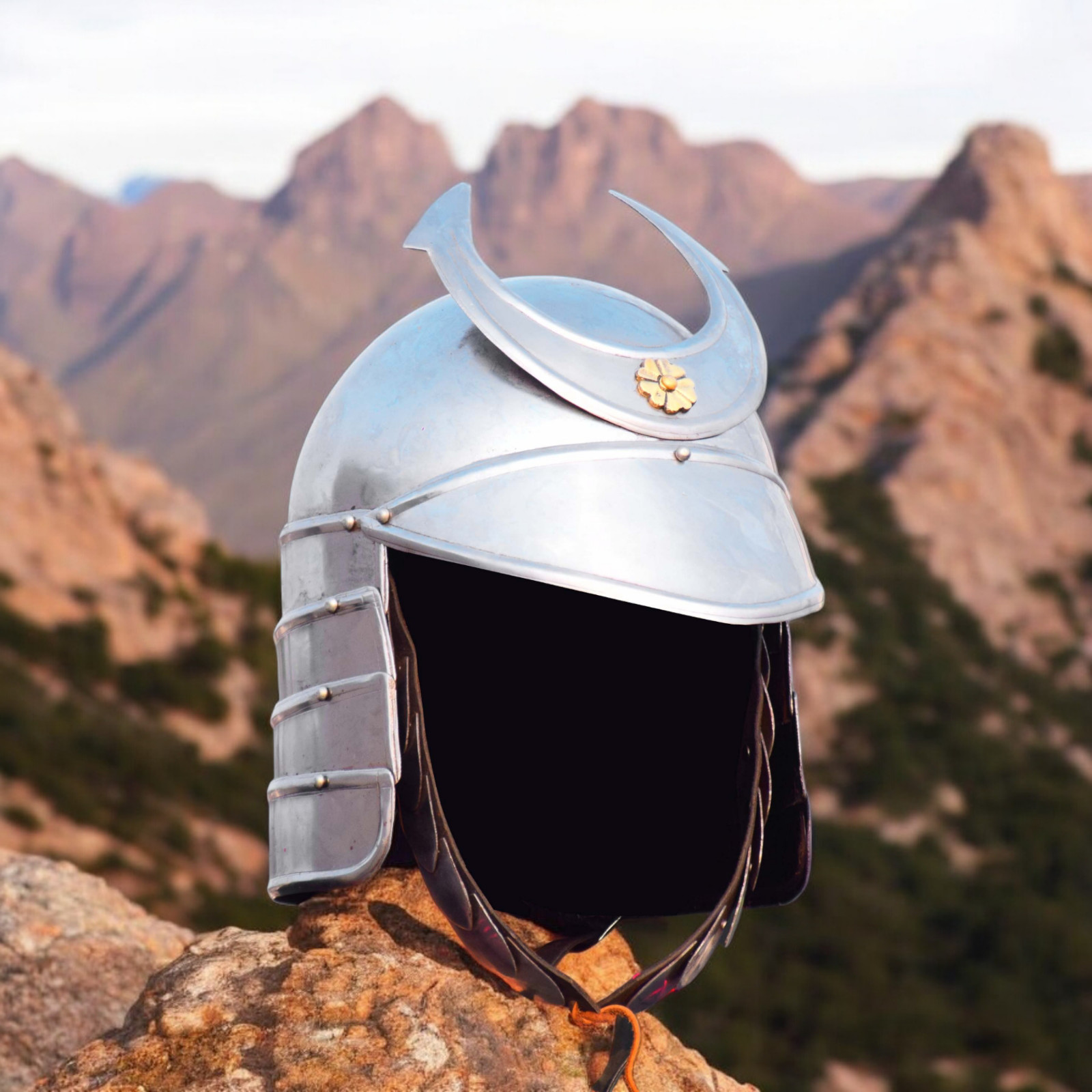 Steel Medieval Armor Kabuto Samurai Helmet Ninja Anime Cosplay Adult Prop