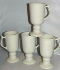Hall Pottery Irish Coffee Pedestal Footed Mug Cup White 1272 Set of 4