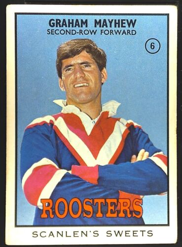 1968 B #6 Graham Mayhew Easts Roosters Scanlens rugby league NRL card - Picture 1 of 2
