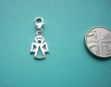 Clip On 925 GUARDIAN ANGEL Charm Solid Sterling Silver/ with TRIGGER CLASP