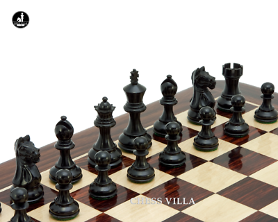 Repro 1890 French Lardy Staunton Chess Pieces Only Set – Ebonised & Boxwood