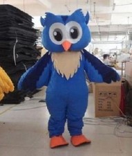 Halloween Cosplay Big Blue Owl Mascot Costume Suits Party Game Dress Adult Size