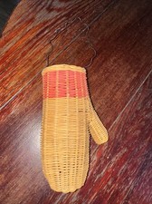 Rare Vintage Wicker Mitten Basket