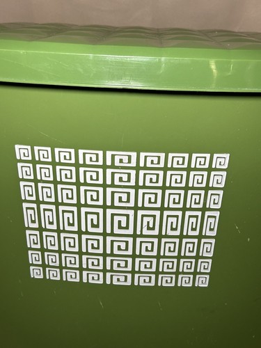 VTG Avocado Green Clothes Hamper Laundry Mid Century Hard Plastic Modern Design - Picture 7 of 17