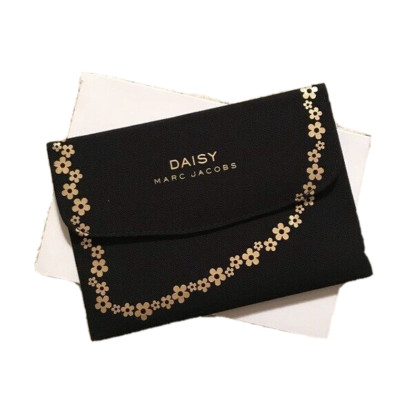 NEW Lux Authentic MARC JACOBS Daisy Black Pouch Gold Flowers Clutch Cosmetic Bag