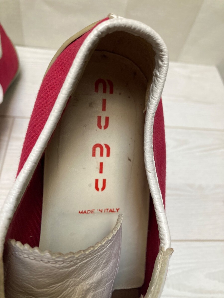 MIU MIU Vintage Men Textile and Leather Trainers, Lace Shoes