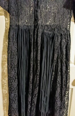 H&M Navy Lace Dress 2 Oversized Pleated Skirt Sheer Short Sleeve Summer  Layering | eBay