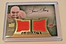 THURMAN THOMAS OSU 2013 UD QUANTUM GAME USED DUAL JERSEY AUTO 11/15 SIGNED CARD