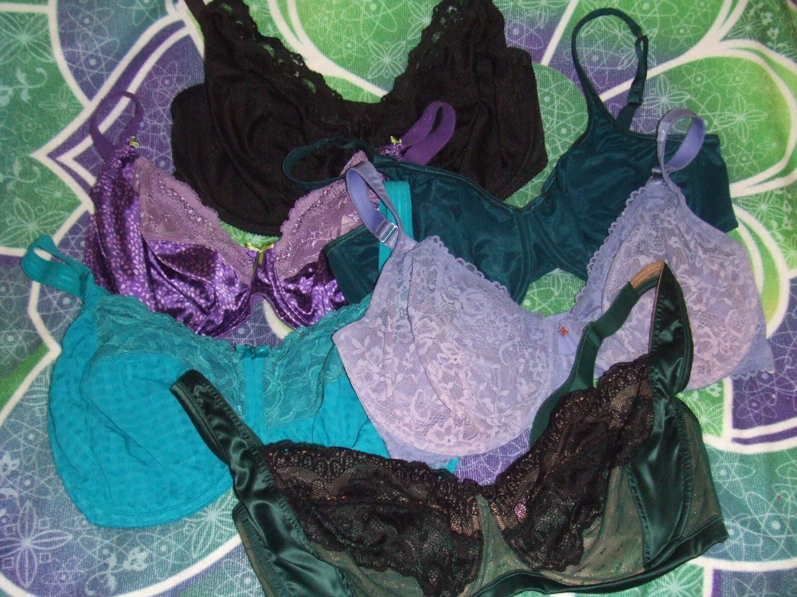 20 Bras ELOMI SOMA WACOAL OLGA Sheer Mesh Plunge Satin BLUE BEIGE