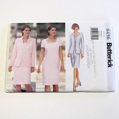 Butterick 6456 Dress Jacket Sewing Pattern Misses 6 8 10 Uncut FF Work Career