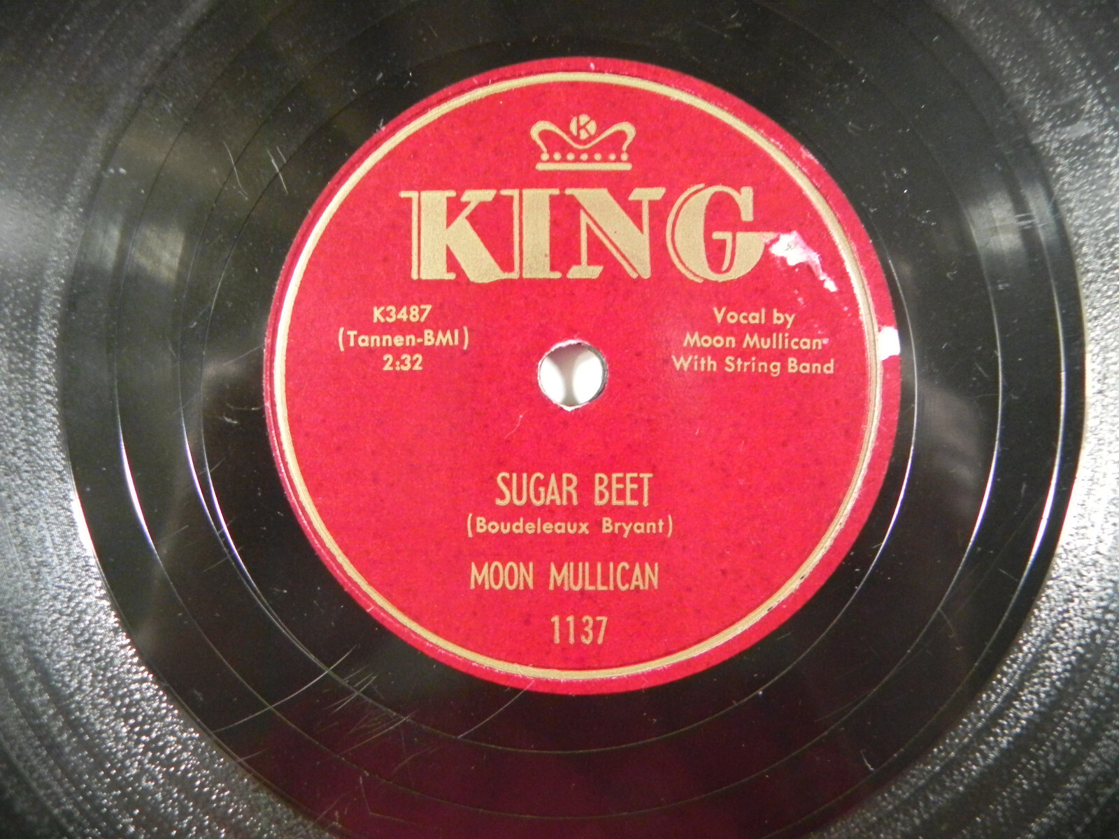 Moon Mullican Sugar Beet Pipeliner Blues King 1137 1952 Rockabilly 78RPM
