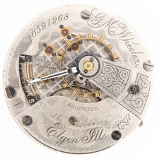 Elgin G.M. Wheeler Grade 148 18-Size 17-Jewel Antique Pocket Watch Movement