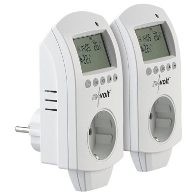 revolt 2er-Set digitale Steckdosen-Thermostate für Klimageräte, 3.680 Watt