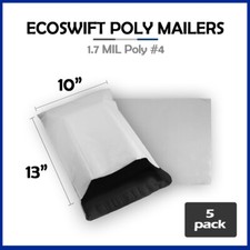 5 10x13 EcoSwift Poly Mailers Plastic Envelopes Shipping Mailing Bags 1.7MIL
