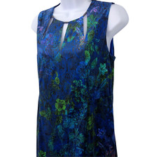 T Tahari Charma Floral Womens Dress Size 8 Royal Multicolor Sleeveless