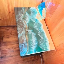 Ocean Table, Epoxy Table Top, Wooden Dining Table ,Epoxy Resin River Table Gifts