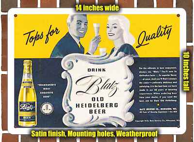 Metal Sign - 1939 Blatz Old Heidelberg Beer- 10x14 inches