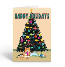 Funny Cat Christmas Cards - 12  Holiday Boxed Cards & Envelopes - 18048