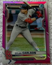 2021 Bowman Chrome DYLAN CARLSON #45 Pink Refractor 045/299 St. Louis Cardinals