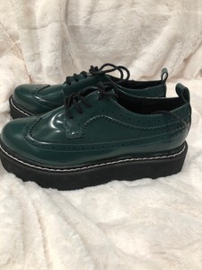 NEW ASOS BLACK FAUX PATENT LEATHER OUTSHINE LACE UP PLATFORM SHOES SIZE 5 Green | eBay