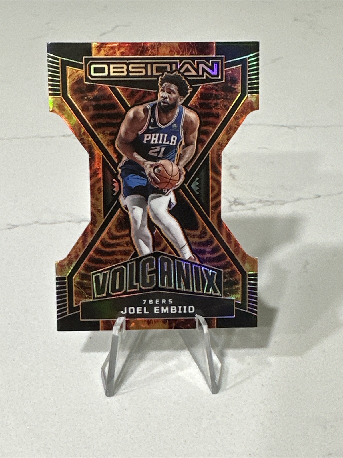 2022-23 Obsidian Joel Embiid Volcanix Die Cut Holo SSP Case Hit 76ers MVP