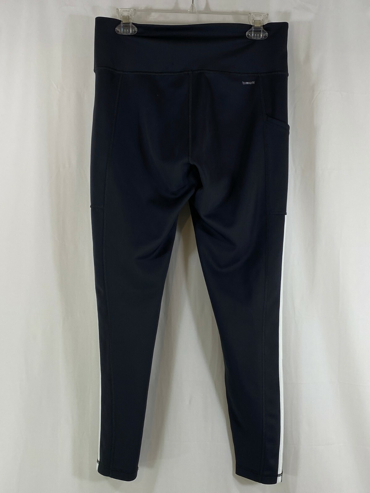 adidas Women's L High Rise 7/8 Length Carbon White 3 Stripe Tights Pants FN2758 thumbnail 8